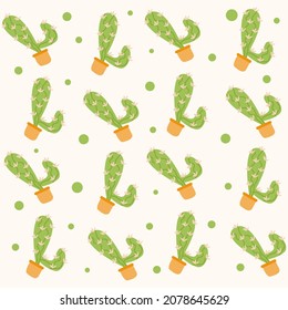 Vector illustration of cute cactus graphic and seamless flower pattern suitable for background