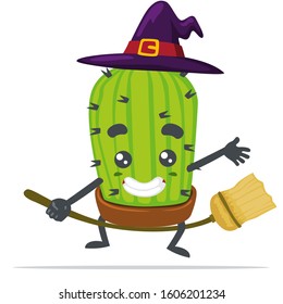 vector illustration of cute cactus mascot character