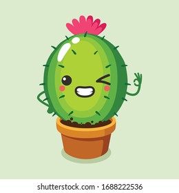 vector illustration of cute cactus mascot or character