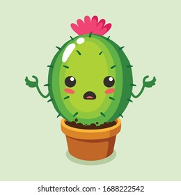vector illustration of cute cactus mascot or character