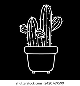vector illustration of cute cactus with white background, cactus flat icon, sitting cactus plant