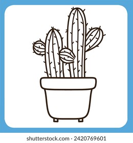 vector illustration of cute cactus with white background, cactus flat icon, sitting cactus plant