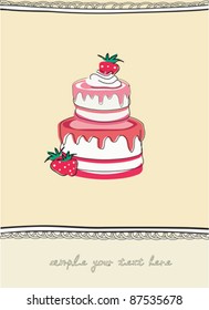 vector illustration of cute cake card