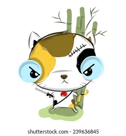 vector illustration of cute  calico cats cartoon drawing style