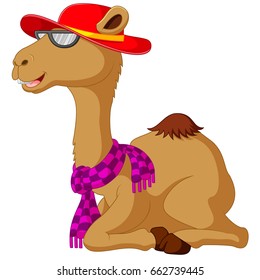 vector illustration of cute camel cartoon sitting