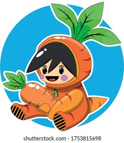 Vector illustration of a cute carrot cartoon character