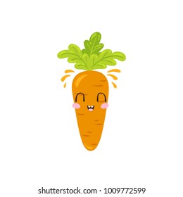 Vector illustration, cute carrot character with a nice smile
