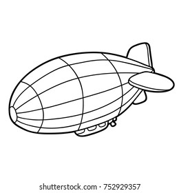 Vector illustration of cute cartoon  airship for children, coloring page
