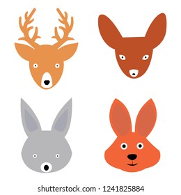 Vector illustration of cute cartoon animal faces