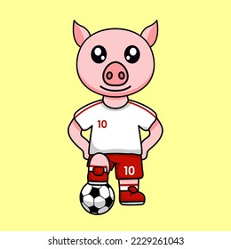 vector illustration of a cute cartoon animal wearing a soccer shirt