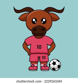 vector illustration of a cute cartoon animal wearing a soccer shirt