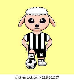 vector illustration of a cute cartoon animal wearing a soccer shirt