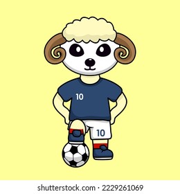 vector illustration of a cute cartoon animal wearing a soccer shirt