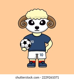 vector illustration of a cute cartoon animal wearing a soccer shirt