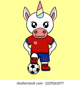 vector illustration of a cute cartoon animal wearing a soccer shirt