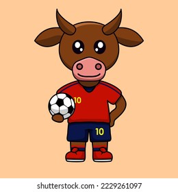vector illustration of a cute cartoon animal wearing a soccer shirt