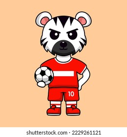 vector illustration of a cute cartoon animal wearing a soccer shirt