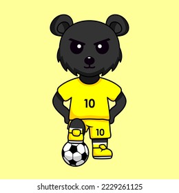 vector illustration of a cute cartoon animal wearing a soccer shirt