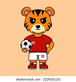vector illustration of a cute cartoon animal wearing a soccer shirt
