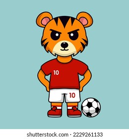 vector illustration of a cute cartoon animal wearing a soccer shirt