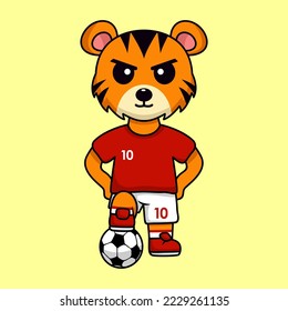 vector illustration of a cute cartoon animal wearing a soccer shirt