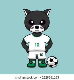 vector illustration of a cute cartoon animal wearing a soccer shirt