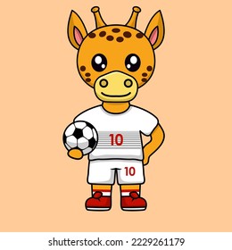 vector illustration of a cute cartoon animal wearing a soccer shirt