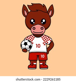 vector illustration of a cute cartoon animal wearing a soccer shirt