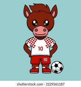 vector illustration of a cute cartoon animal wearing a soccer shirt