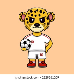 vector illustration of a cute cartoon animal wearing a soccer shirt