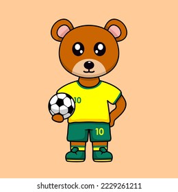 vector illustration of a cute cartoon animal wearing a soccer shirt