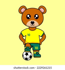 vector illustration of a cute cartoon animal wearing a soccer shirt