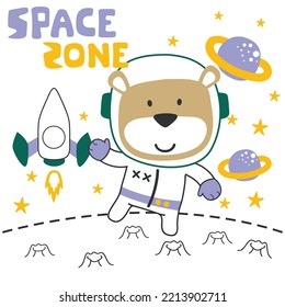 Vector illustration of cute cartoon astronauts little bear in space, suitable for stickers and t shirts kids baby, t shirt print design, fashion graphic and other decoration.