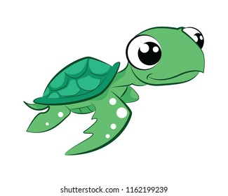 Vector Illustration Cute Cartoon Baby Turtle Stock Vector (Royalty Free ...