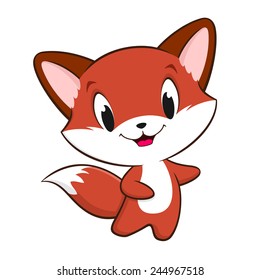 Vector illustration of cute cartoon baby fox for design element. All flat color no gradient, no transparencies, easy editing