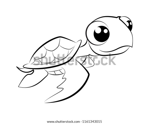 Vector Illustration Cute Cartoon Baby Turtle Animals Wildlife