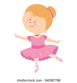 Vector illustration of cute cartoon ballerina girl character 