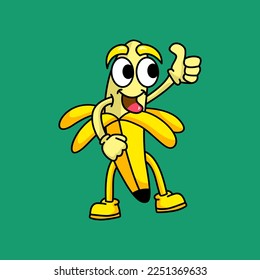 Vector Illustration of Cute Cartoon Banana