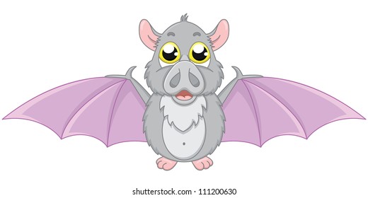 Vector illustration of cute cartoon bat