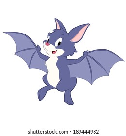 Vector illustration of a cute cartoon bat. Isolated objects for design element