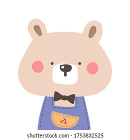 Vector Illustration of Cute Cartoon Bear