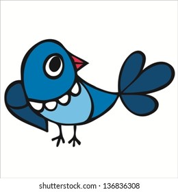 Vector illustration cute cartoon bird