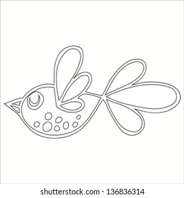Vector illustration cute cartoon bird outline