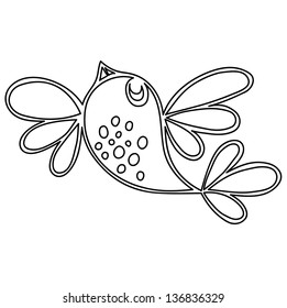 Vector illustration cute cartoon bird outline