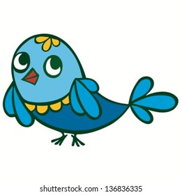 Vector illustration cute cartoon bird