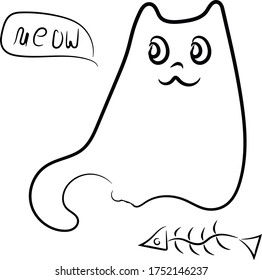 ilustración vectorial. Cuta caricatura de gato blanco y negro dice yo. un objeto aislado sobre un fondo blanco.
