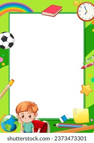 Vector illustration of a cute cartoon boy student with learning tools