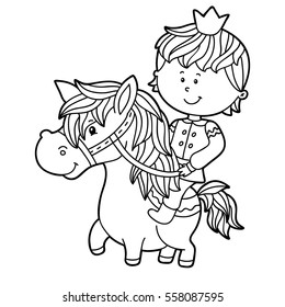 Vector illustration of cute cartoon boy character for children, coloring page