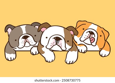 Ilustração vetorial de Beleza Cartoon Bulldog Dog no fundo isolado