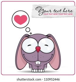 Vector illustration of  cute cartoon bunny character and heart.